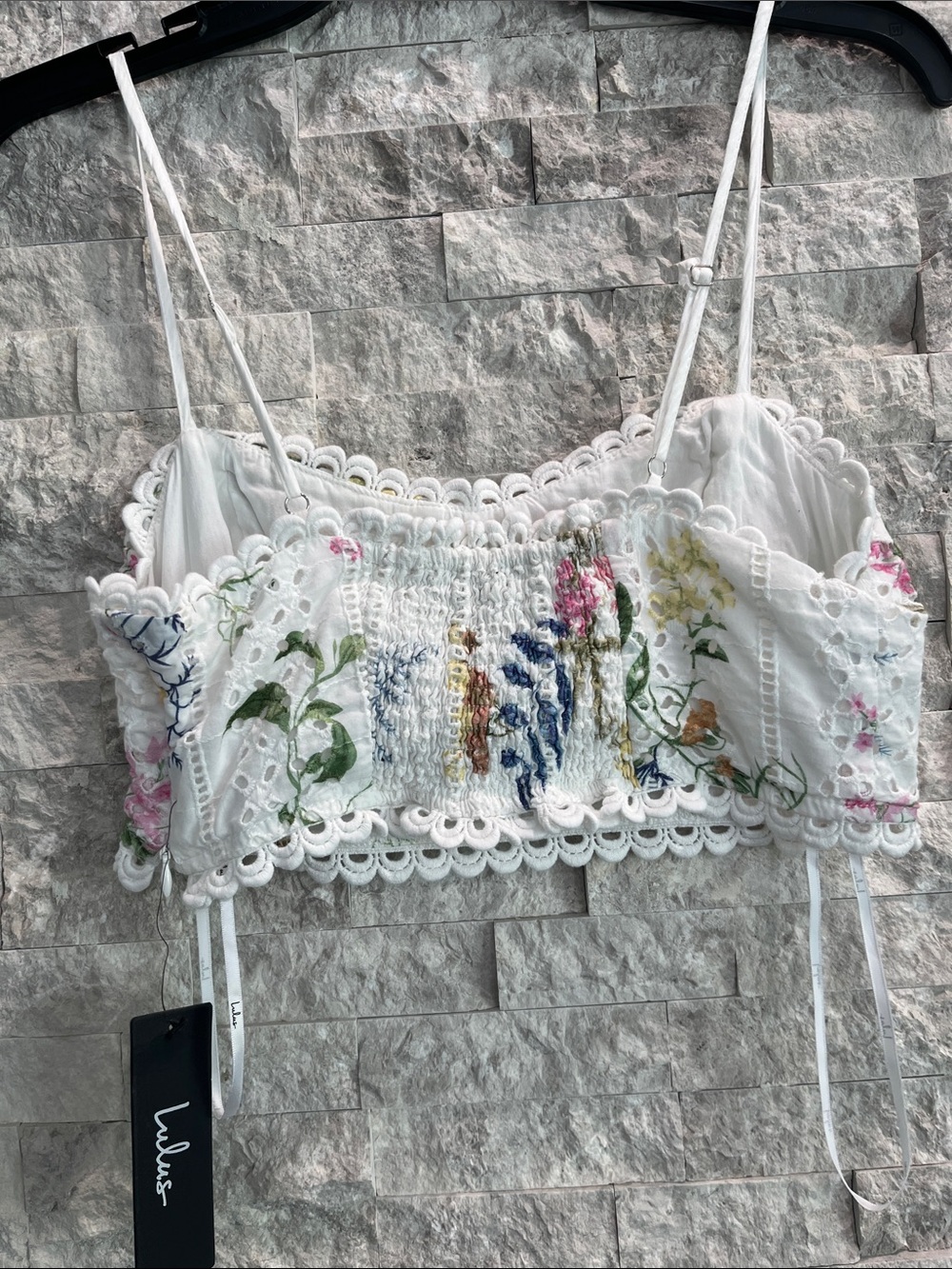 Lulu's White Floral Two-Piece Eyelet Skirt  Set Sz:S - Picture 12 of 14